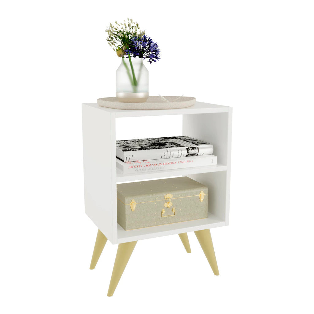 Mesa de Cabeceira Retrô Compacta com Nicho Janna