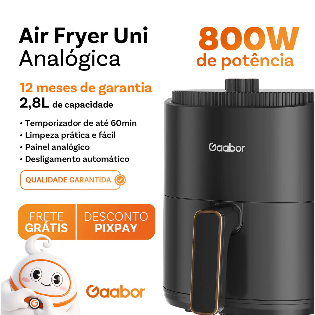 Air Fryer Gaabor 2.8L — Fritadeira Sem Óleo com Timer e 200°C